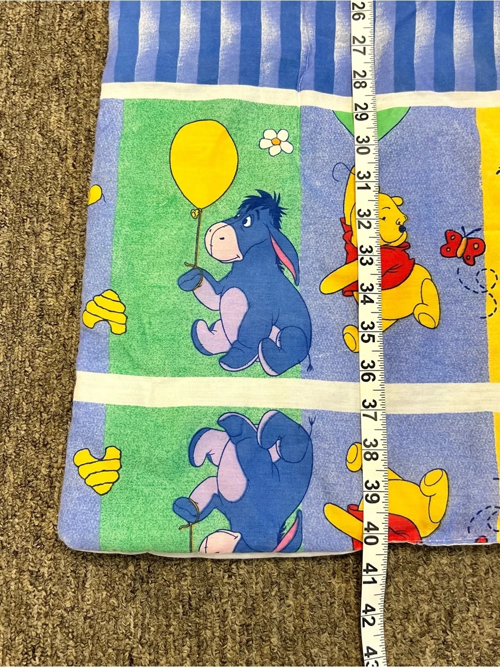 Vintage Winnie the Pooh and Friends Baby Quilt Crib Blanket 40”x26.5” Cottage